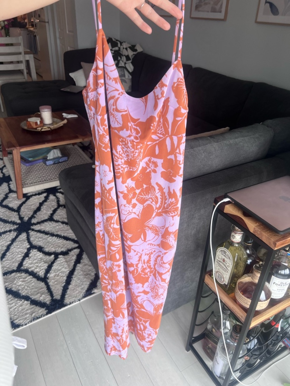 WAYF Floral Dress in Orange and Lilac